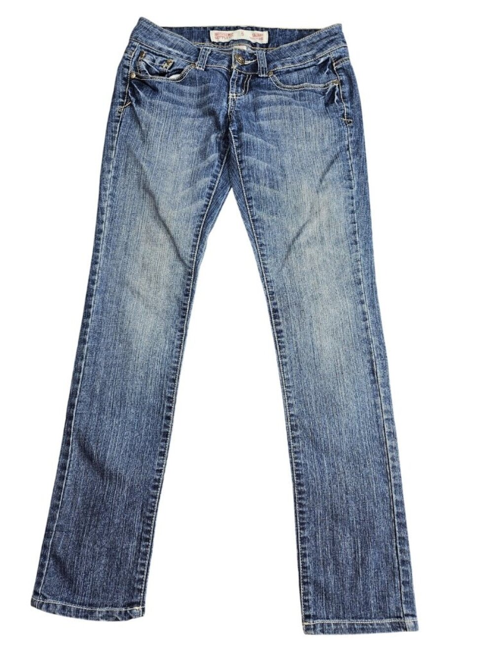 Mossimo Supply Co Skinny Lowest Rise Jeans Juniors 5 Blue Med Wash Stretch Denim